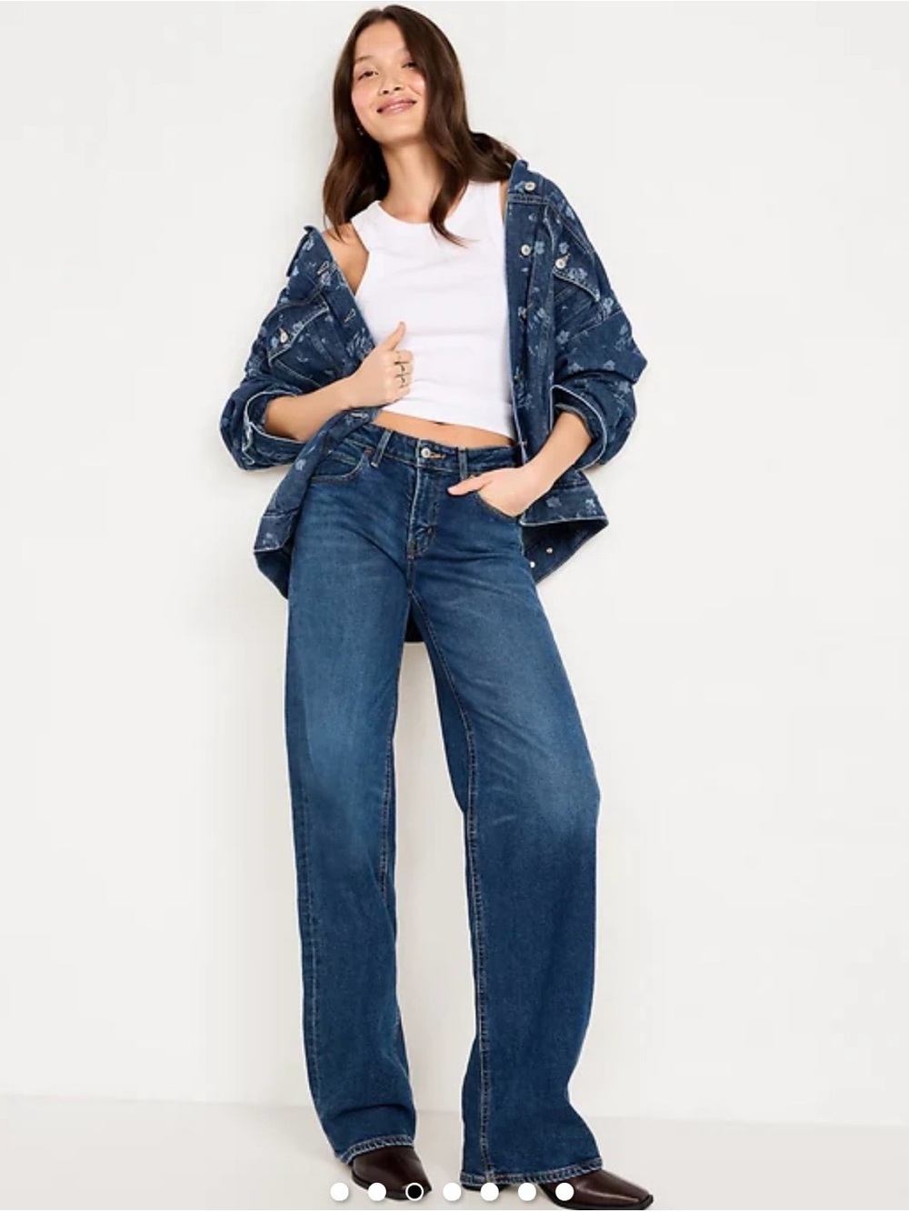 Old Navy Oversized Floral Jean Trucker Jacket - Picture 3 of 7